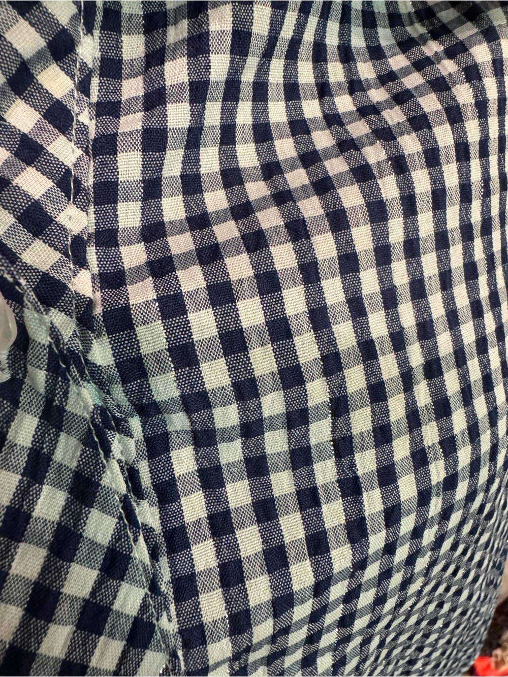 NWT BonWorth Navy and White Gingham Button-Down Top - Picture 2 of 5
